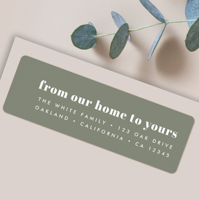 Étiquette De notre maison à la vôtre Moderne Minimal Vert Du (Créateur téléchargé)