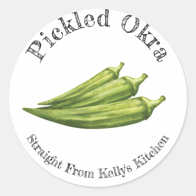 Étiquette de nourriture d'okra marinée pour entrep (Devant)