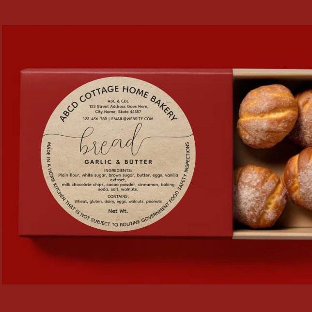 Étiquette de pain fait maison rustique Étiquette d (Créateur téléchargé)