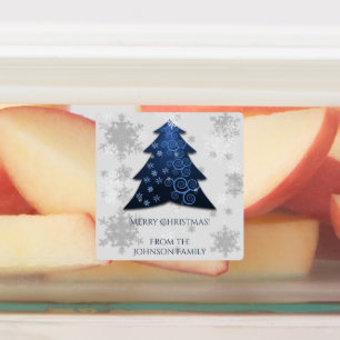 Étiquette de pâtisserie Blue Festive Christmas Tre