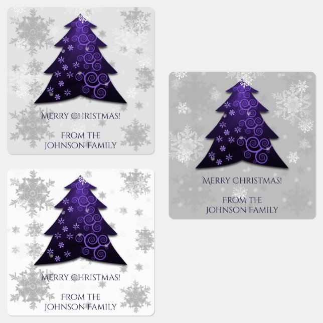 Étiquette de pâtisserie de Noël Festif Violet (Groupe)