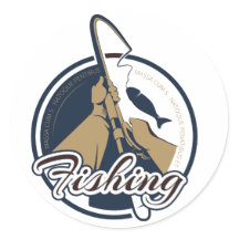 Étiquette de pêche ronde - Sticker de pêche