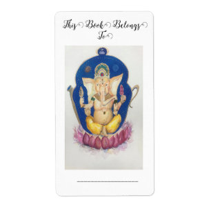 Étiquette de plaque de livre Ganesha Éléphant Maur