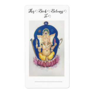 Étiquette de plaque de livre Ganesha Éléphant Maur