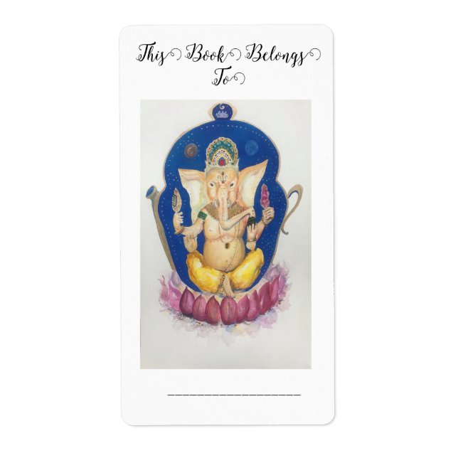 Étiquette de plaque de livre Ganesha Éléphant Maur (Devant)
