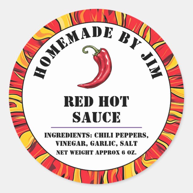 Étiquette de poivre de sauce chaud rouge moderne (Devant)