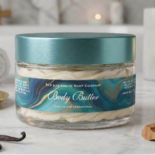 Étiquette de pot de beurre corporel - Marbre bleu