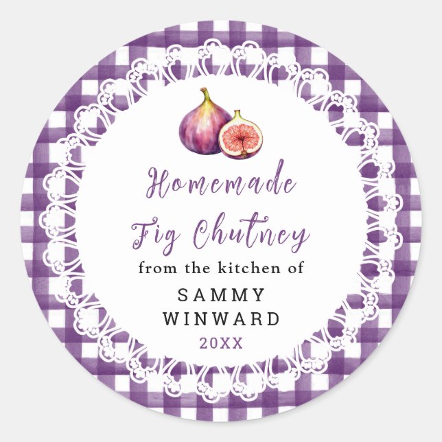 Étiquette de pot de chutney de figues maison (Devant)