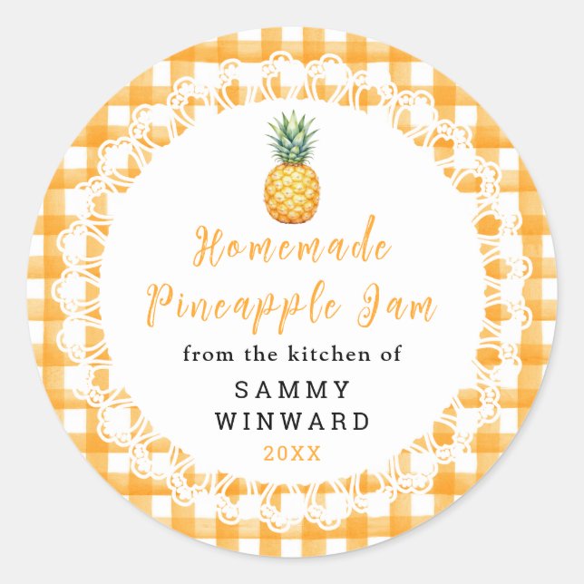 Étiquette de pot de confiture d'ananas maison (Devant)