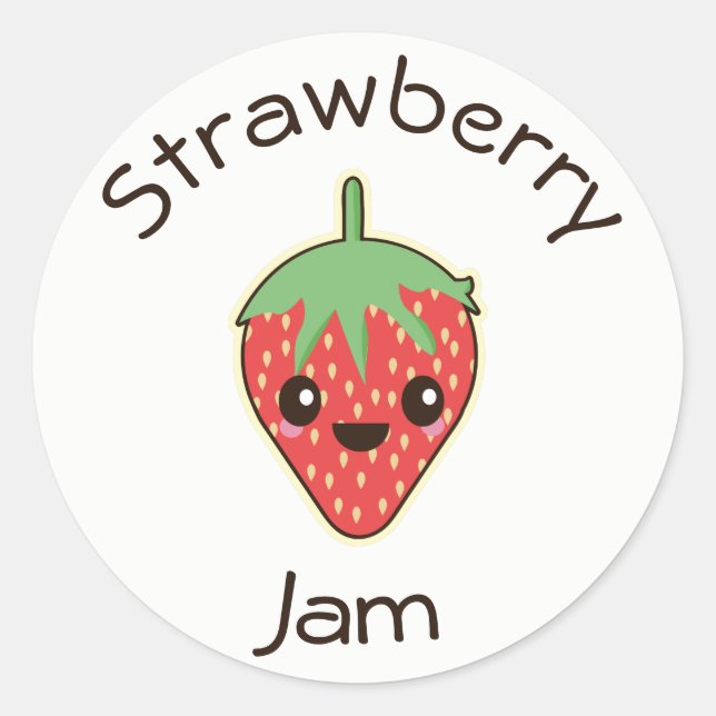 Étiquette de pot de confiture de fraise Kawaii mig (Devant)
