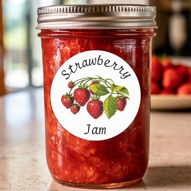 Étiquette de pot de conservation de confiture de f (Strawberry Jam Canning Jar Label)