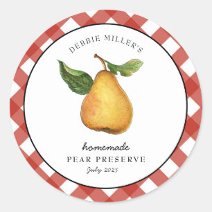 Étiquette de pot de conservation de poire maison