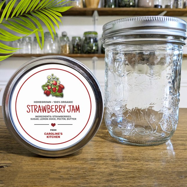 Étiquette de pot de conserve de fraise (Créateur téléchargé)