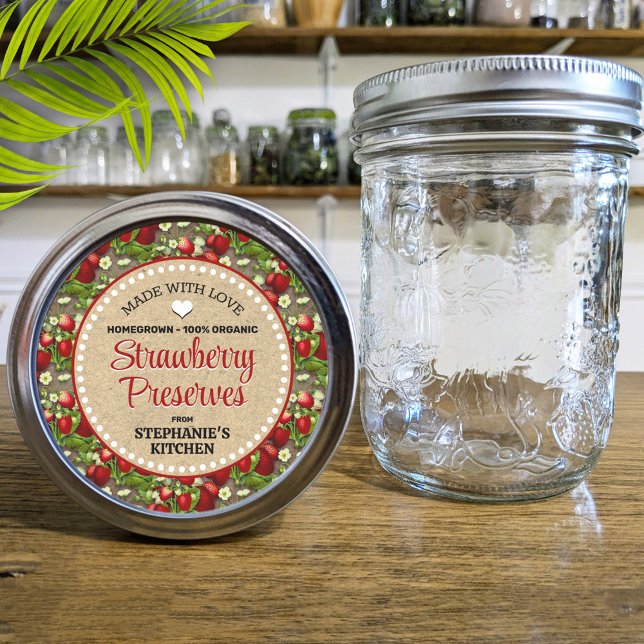 Étiquette de pot de conserve de fraises (Créateur téléchargé)