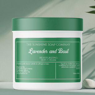 Étiquette de pot de cosmétique vert et blanc