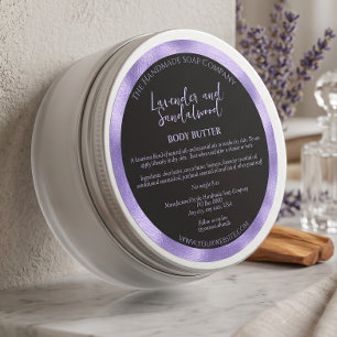 Étiquette de pot de cosmétiques noir et violet ave