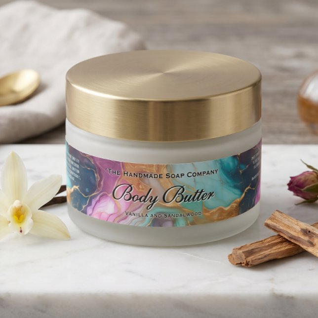Étiquette de pot de cosmétiques - Sarcelle, Bleu,  (Créateur téléchargé)
