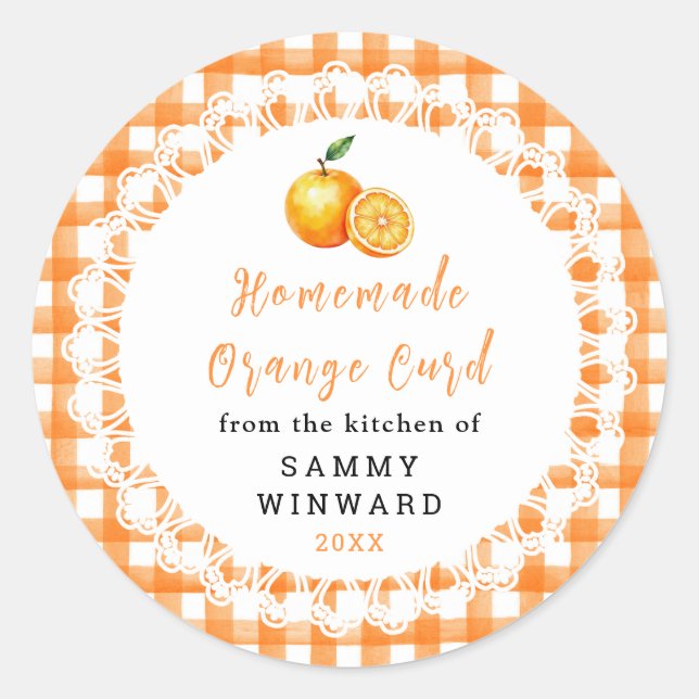 Étiquette de pot de crème d'orange maison (Devant)