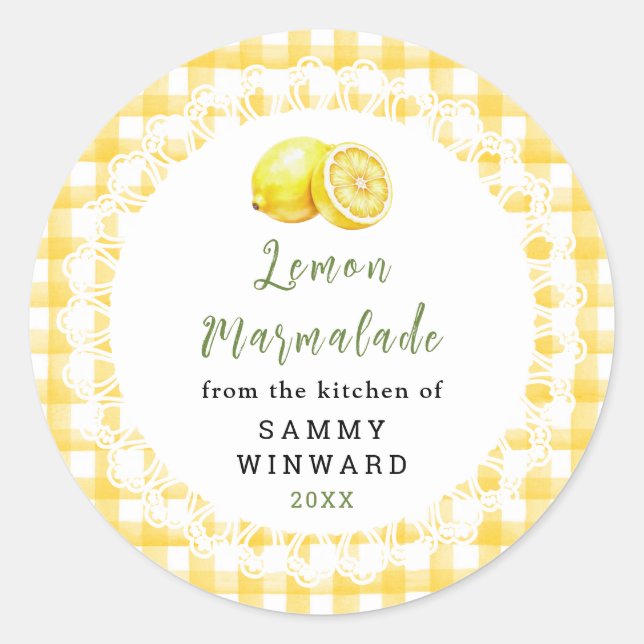 Étiquette de pot de marmelade de citron maison (Devant)