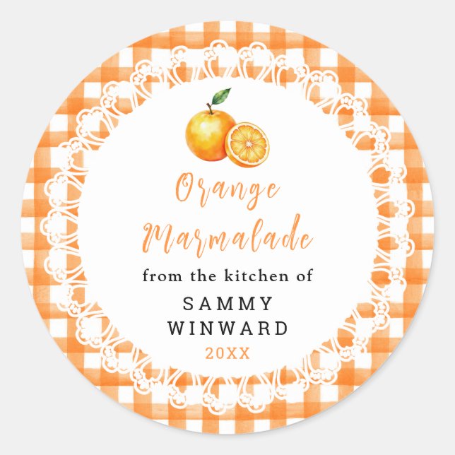 Étiquette de pot de marmelade d'orange maison (Devant)