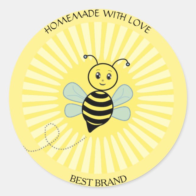 Étiquette de pot de miel abeille heureuse mignonne (Devant)