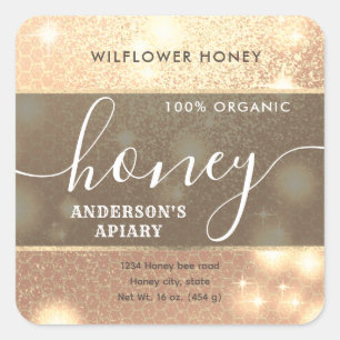 Étiquette de pot de miel brillant de luxe moderne