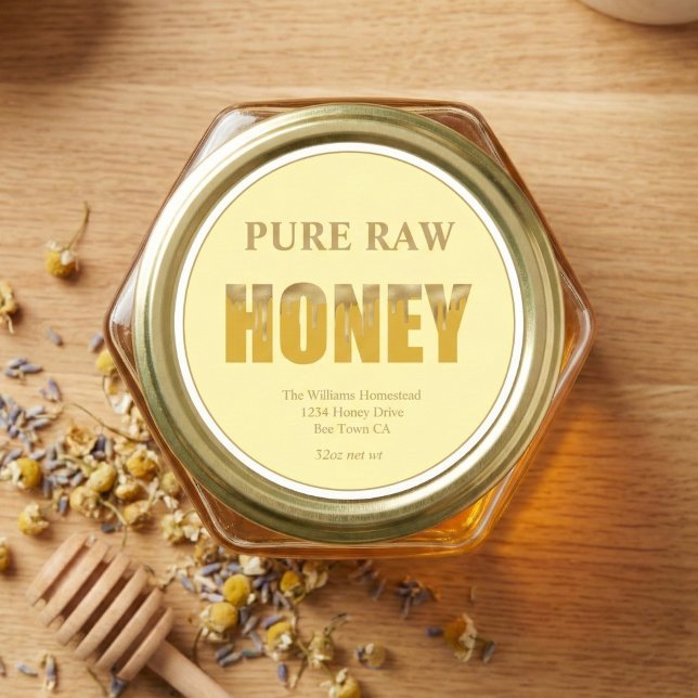Étiquette de pot de miel de Gold Bee Honey Bee & A (Créateur téléchargé)