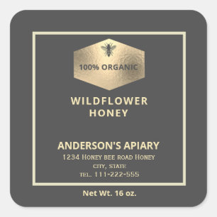 Étiquette de pot de miel en or moderne