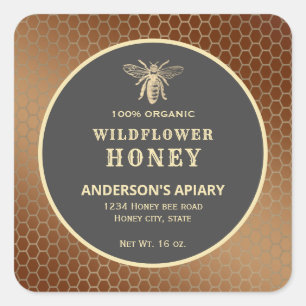 Étiquette de pot de miel en or moderne