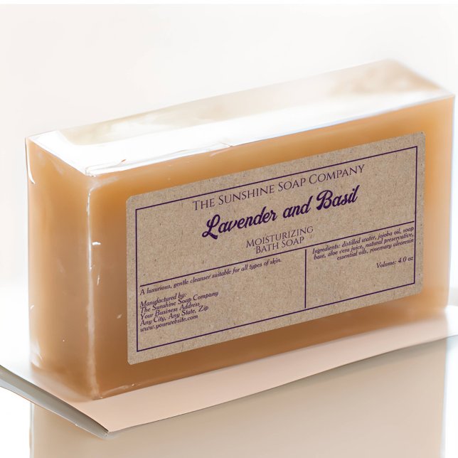 Étiquette de pot de papier Kraft style texte viole (Créateur téléchargé)