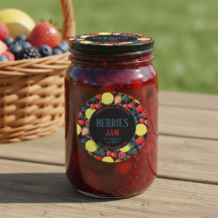 Étiquette de pot rond de confiture de baies person