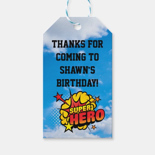 Étiquette de préférence pour la fête de super-héro (Devant)
