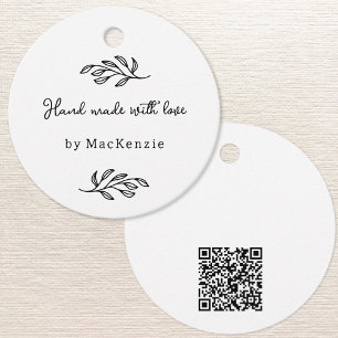 Étiquette de prix à code QR fait main avec amour