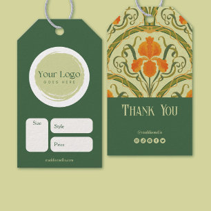 Étiquette de prix Art Nouveau floral féminin vert