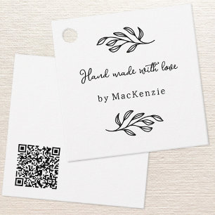 Étiquette de prix botanique QR Code fait main avec