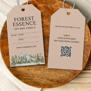 Étiquette de prix de bougie de forêt aquarelle Pro