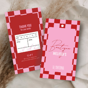 Étiquette de prix de la boutique de vêtements rose