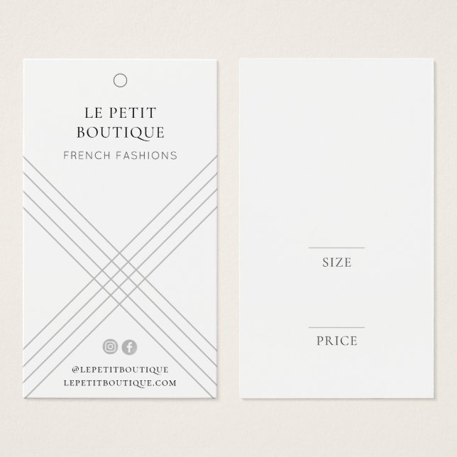 Étiquette de prix de l'habillement gris géométriqu (Devant & derrière)