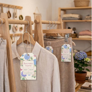 Étiquette de prix d'hortensia élégant avec code QR