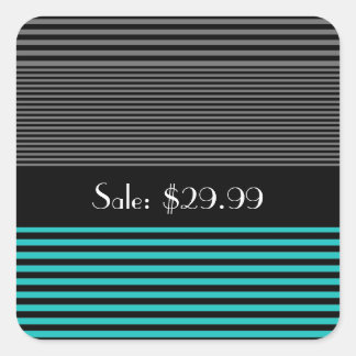 Étiquette de prix Preppy et Fresh Turquoise Stripe