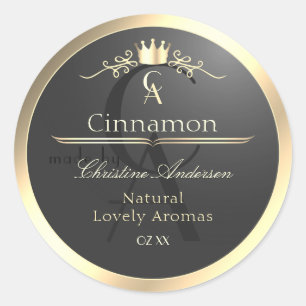 Étiquette de produit à monogramme avec bordure dor