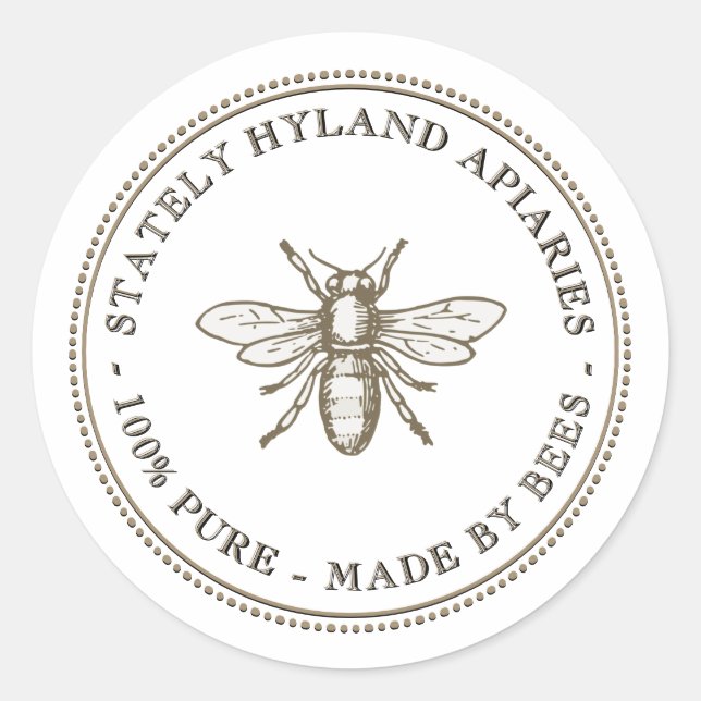 Étiquette de produit Apiary blanc texte ciselé ave (Devant)