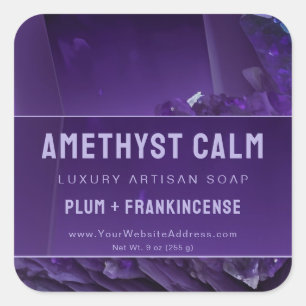 Étiquette de Produit Artisanal de Luxe Améthyste V