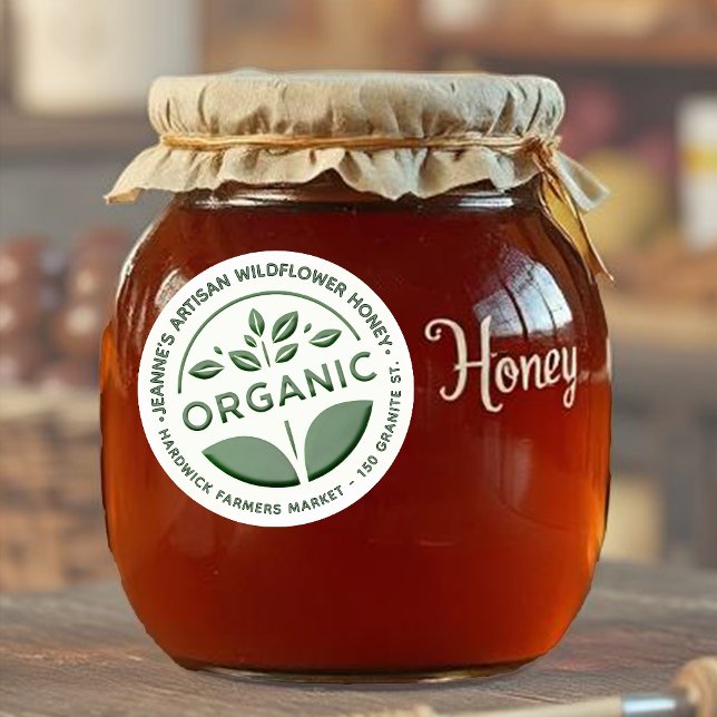 Étiquette de produit biologique vert foncé avec fe (Créateur téléchargé)