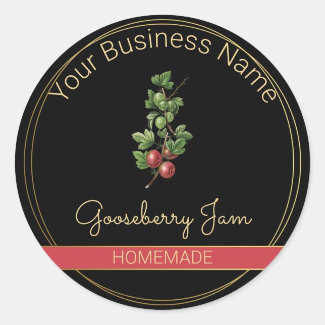 Étiquette de produit Black & Gold Gooseberry Jam (Devant)