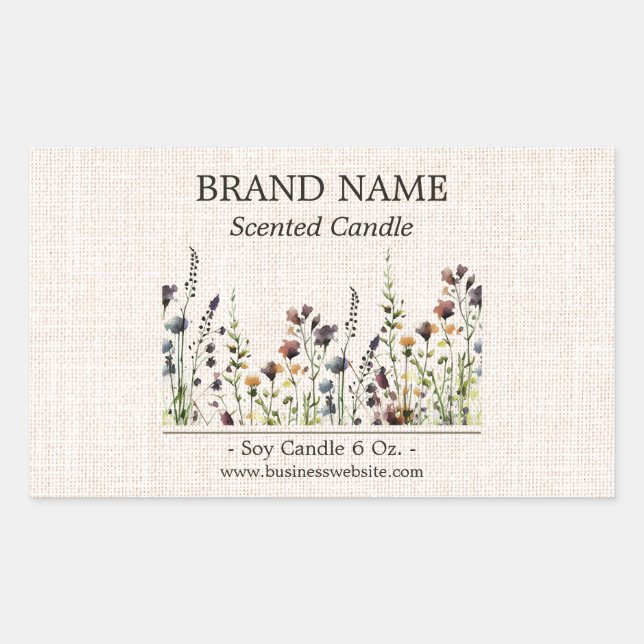 Étiquette de produit Boho couleur fleur sauvage (Devant)