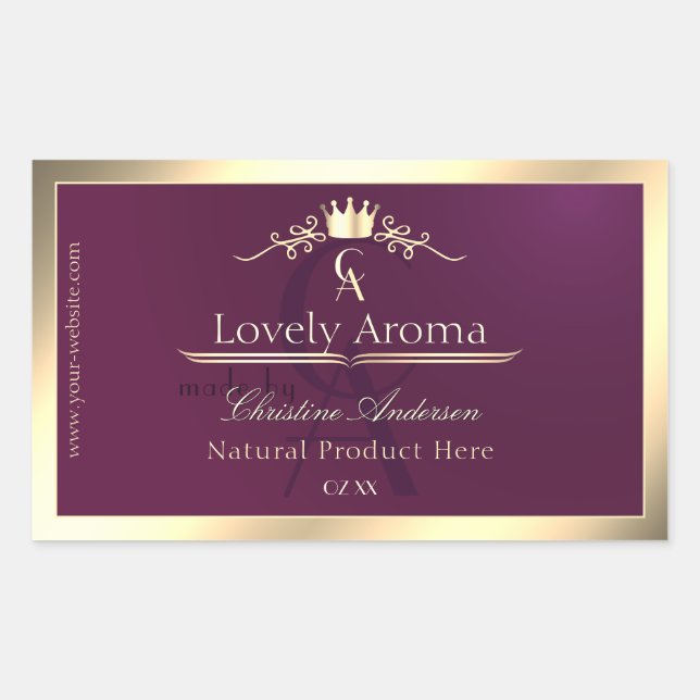 Étiquette de produit Bourgogne avec Monogramme de  (Devant)