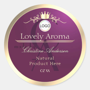 Étiquette de produit Bourgogne avec monogramme et