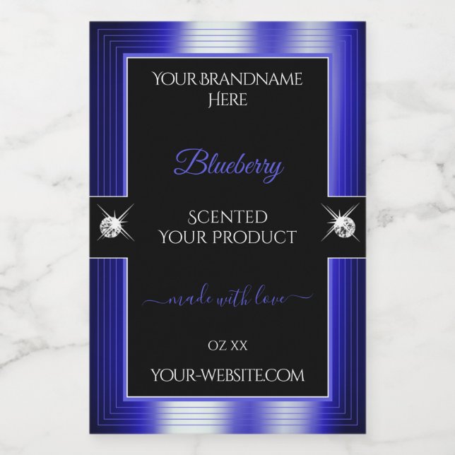 Étiquette de produit brillant noir bleu brillant (Étiquettes simples)