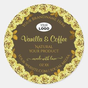 Étiquette de produit Brown Roses jaunes en fleur a